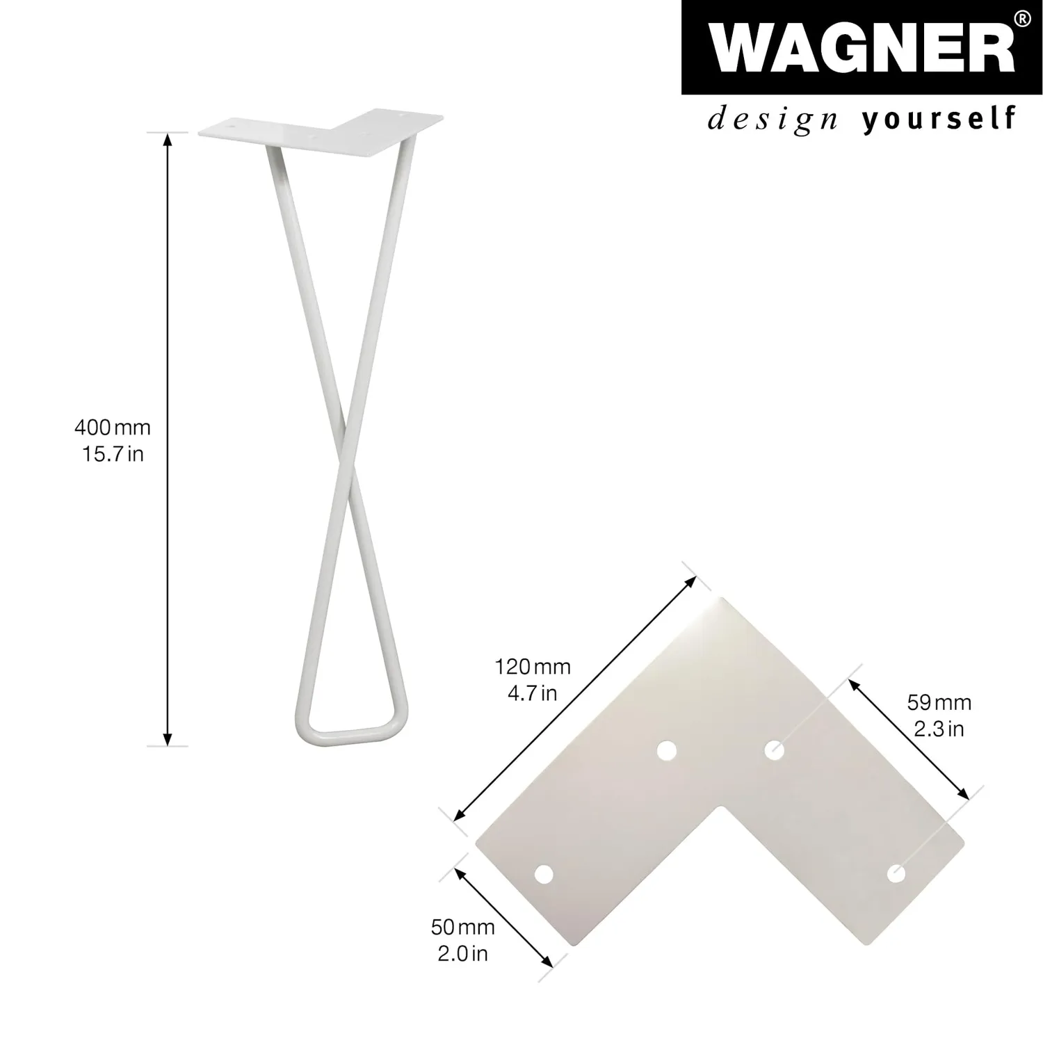 Wagner Hairpin Leg 12834601 gamba tavolo grigia 40 cm