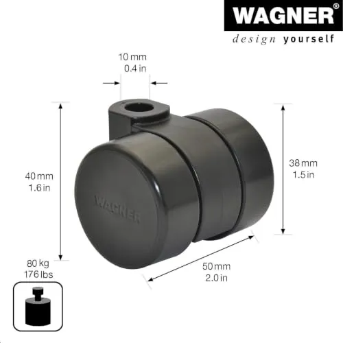 Wagner Design RO 0038 rotella mobili dura nera 38 mm 80 kg