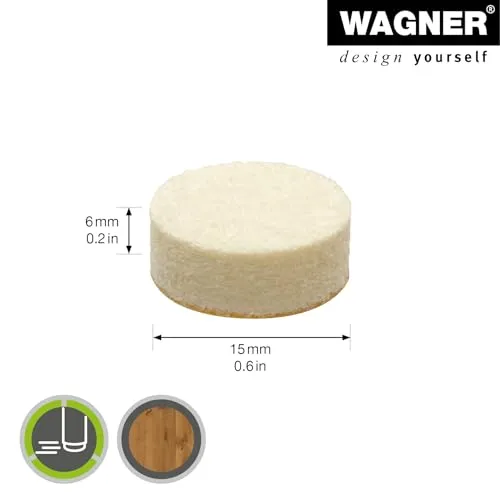 Wagner Big Pads 15121699 feltrini lana 15 mm crema 16 pezzi