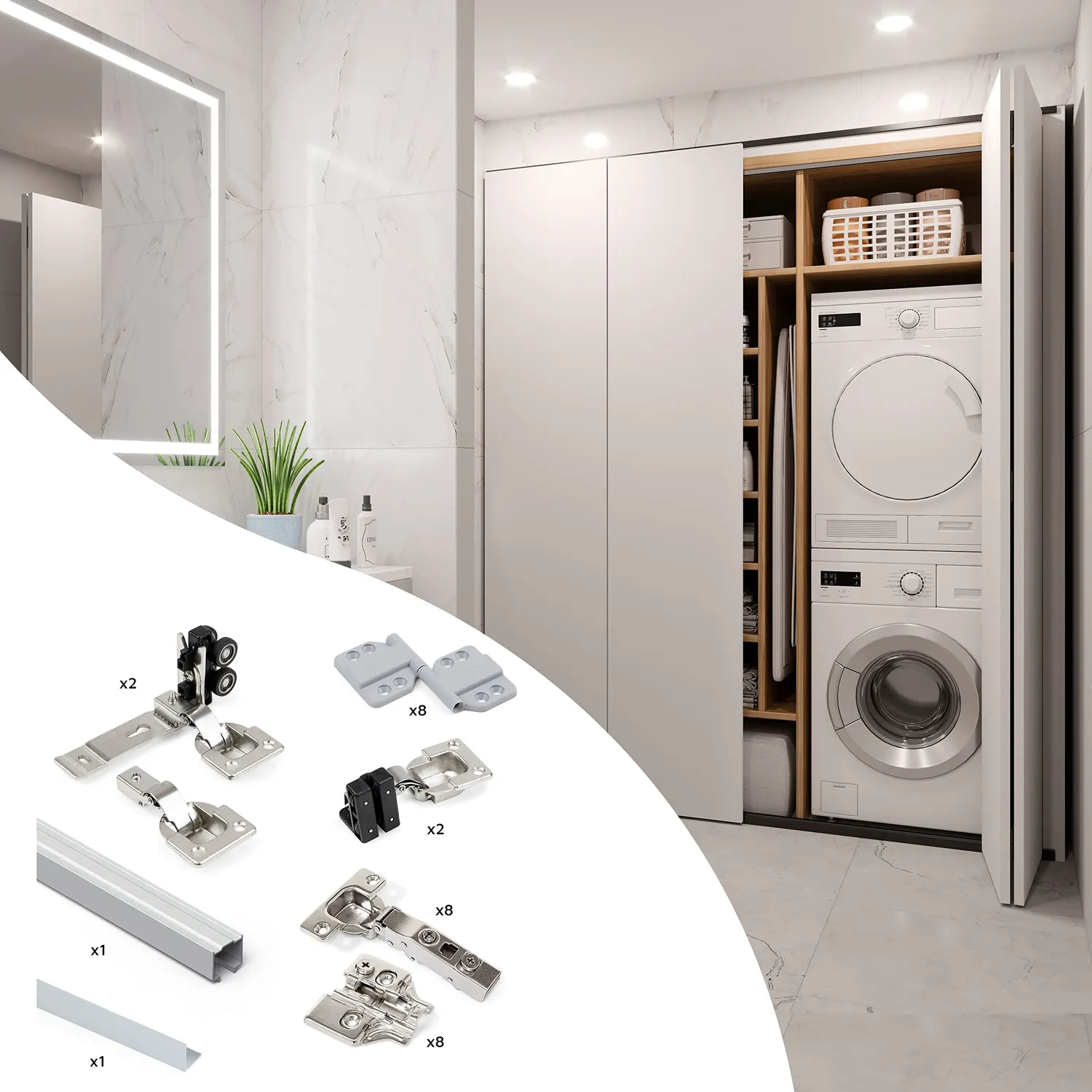 Emuca Folding Concepta Sistema 2 Ante Pieghevoli Senza Guida
