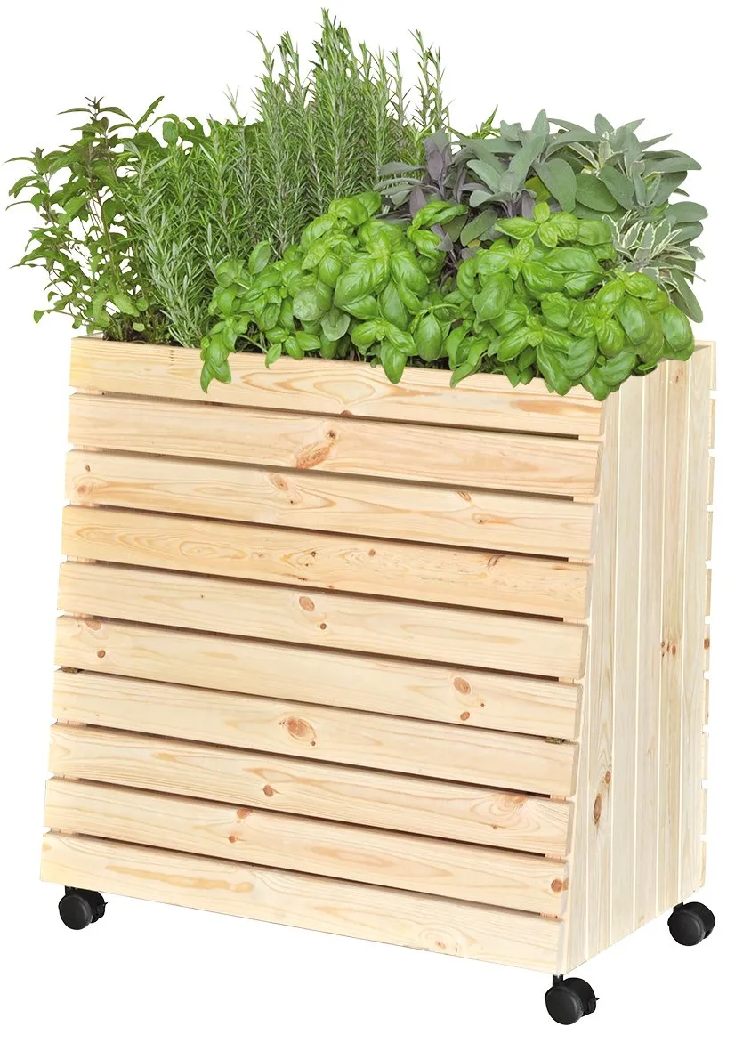 WAGNER GreenBOX L fioriera rialzata legno 79x80x43 cm con ruote