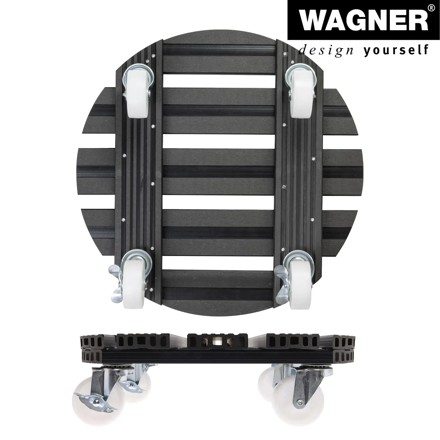 Wagner WPC carrello piante rotondo antracite D38,5 cm 150 kg