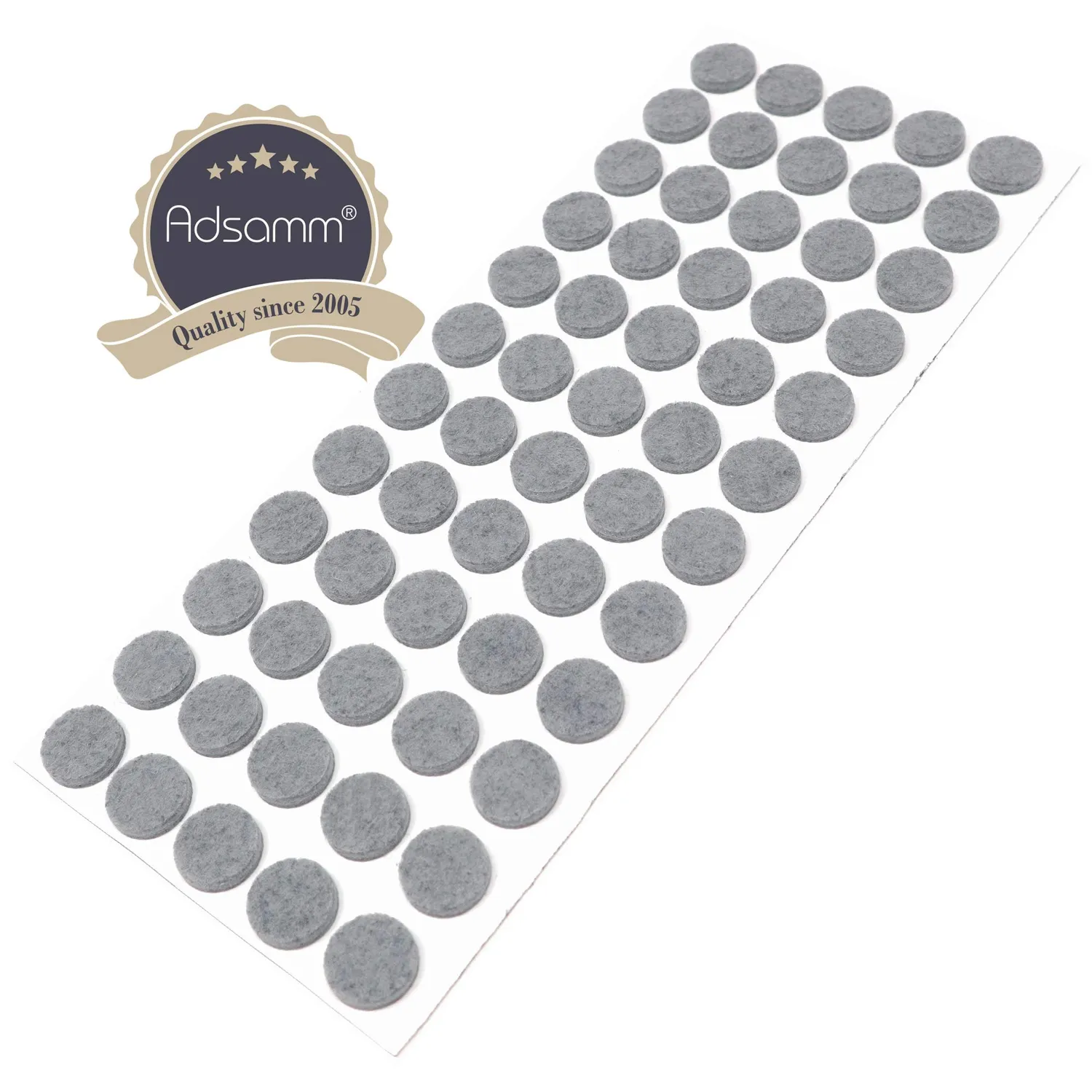 Adsamm Feltrini Rotondi Ø14 mm Grigi 60 Pezzi Autoadesivi