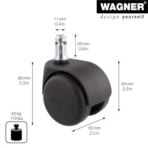 Wagner 01500161 rotella sedia ufficio dura 50 mm con freno