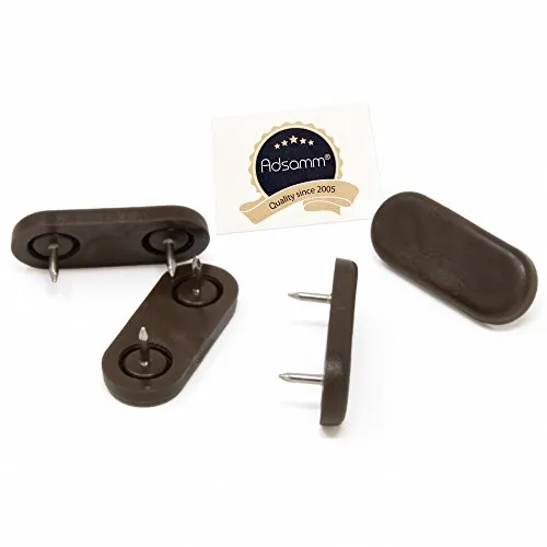 Adsamm pattini plastica marroni 4 pezzi 18x44 mm 2 chiodi