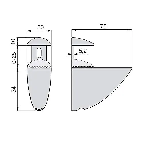 Emuca Azor 4009424 reggimensola nichel satinato coppia legno vetro