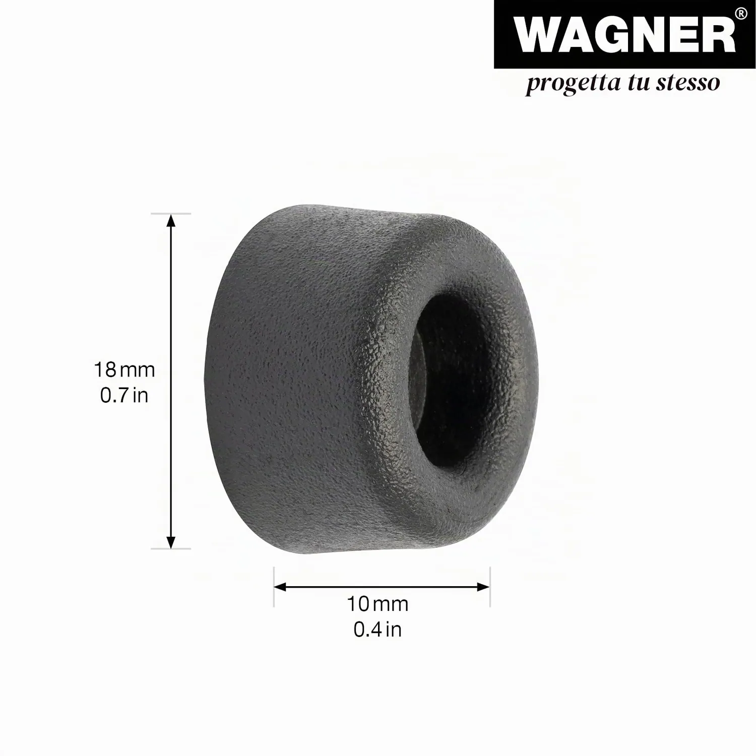 WAGNER VULKANO MINI Ø18x10 fermaporta nero 4 pezzi gomma