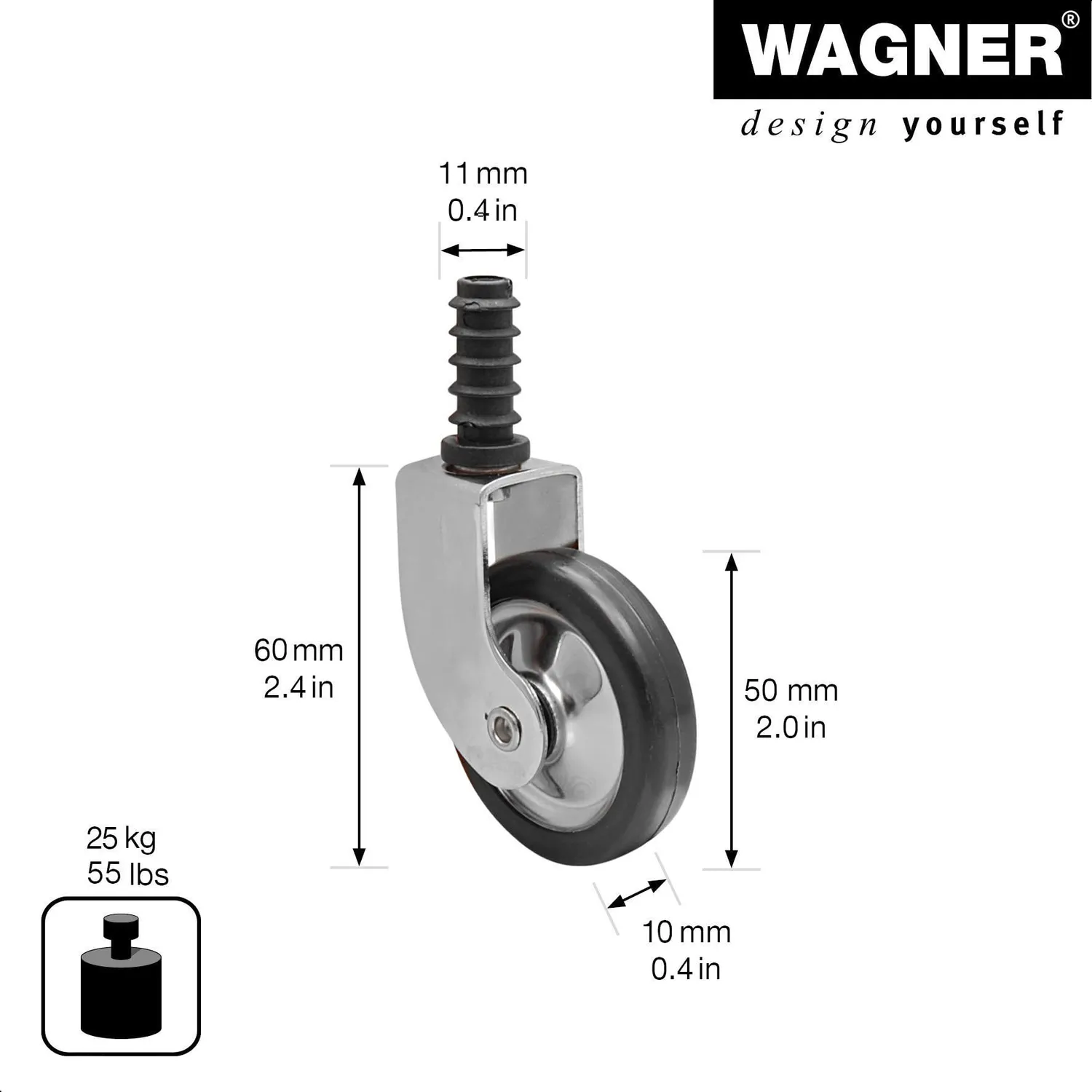 Wagner 01908201 rotella carrello tè vintage 50 mm