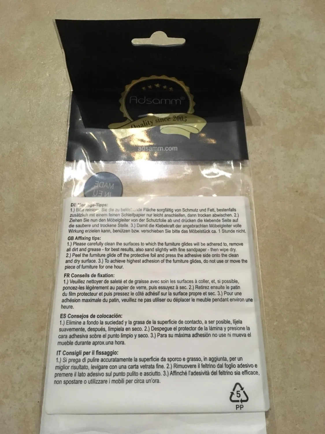 Adsamm Feltrini Autoadesivi Rotondi Ø 20 mm Bianchi 50 Pz 3,5 mm