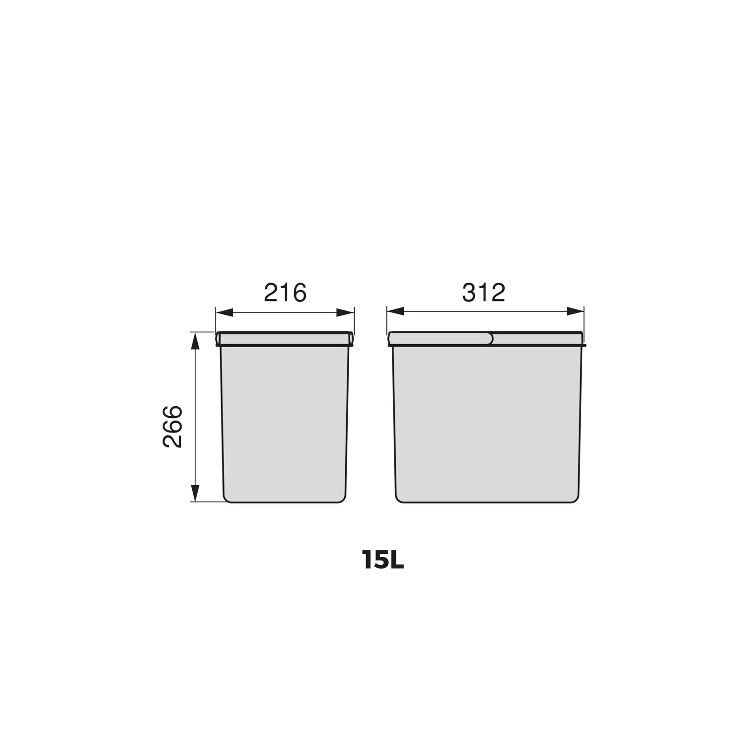 Emuca Harmony Contenitori cucina 2x15L H266 neri differenziata
