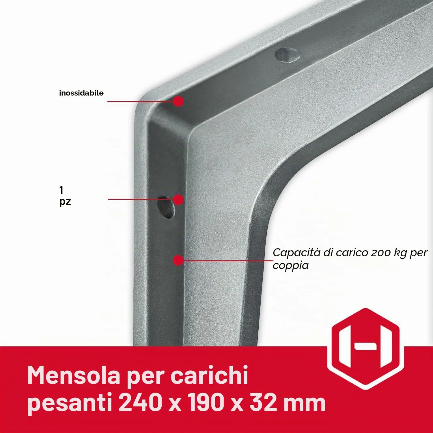 Gedotec Sparta reggimensola alluminio 200x250 mm 200 kg