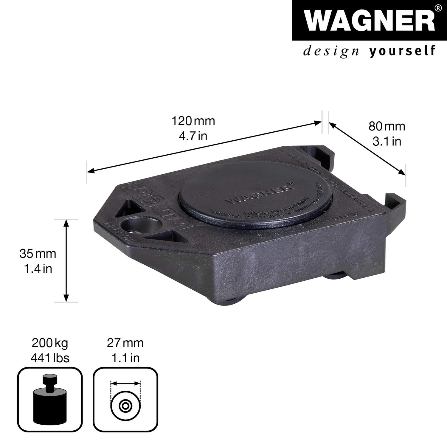 Wagner MM 3111 carrello trasporto 12x8 cm portata 200 kg