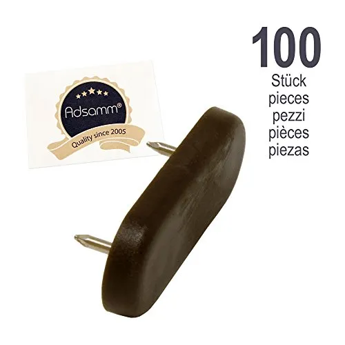 Adsamm Pattini plastica 18x44 mm 100 pezzi marroni chiodi