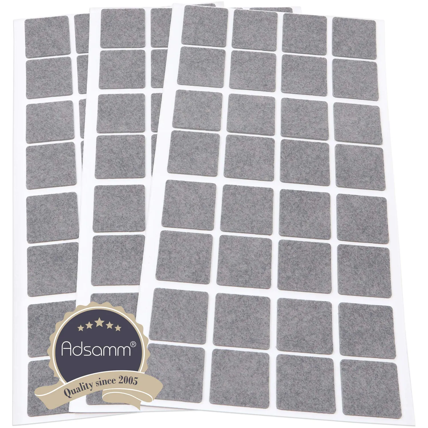Adsamm ultrasottili feltrini quadrati 25x25 mm grigi 96 pezzi 1,5 mm