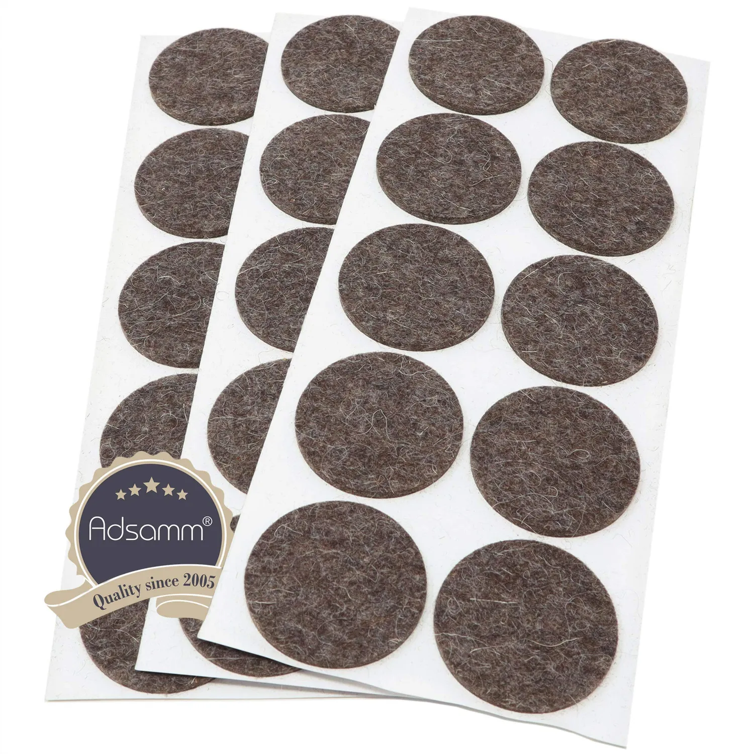 Adsamm feltrini lana ø 45 mm marroni 30 pezzi 3 mm