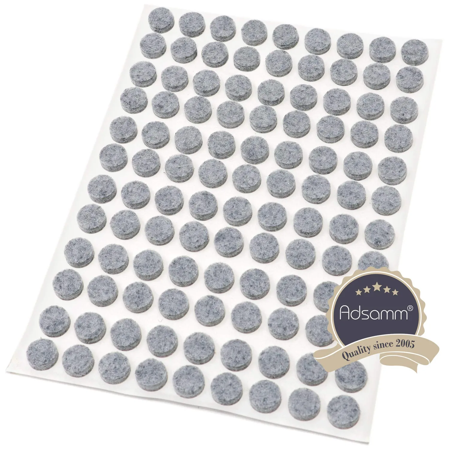 Adsamm Feltrini Autoadesivi Rotondi Grigio 108 Pezzi 10 mm Feltro
