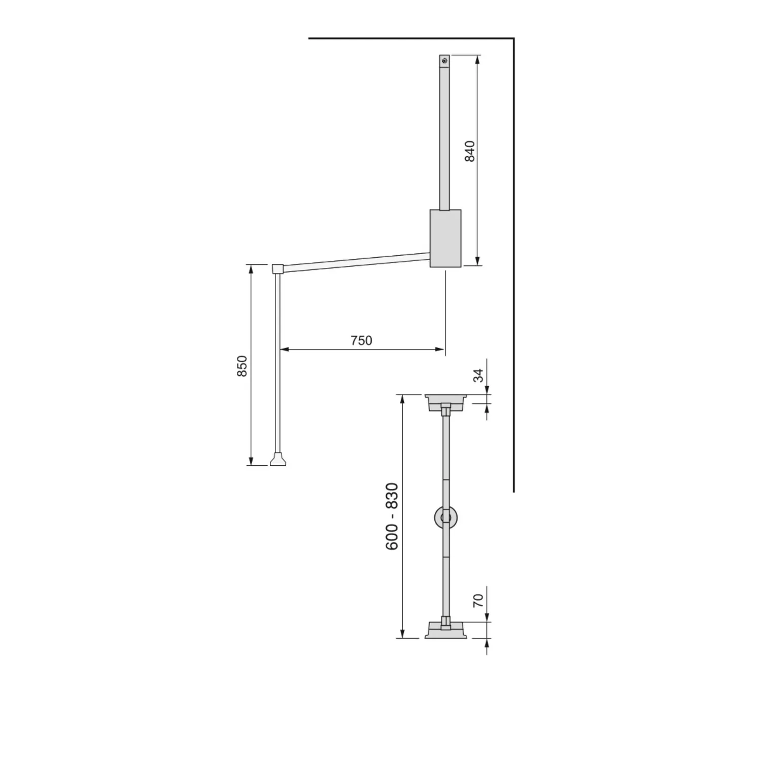 Emuca Appendiabiti Saliscendi 600-830mm Moka 12kg