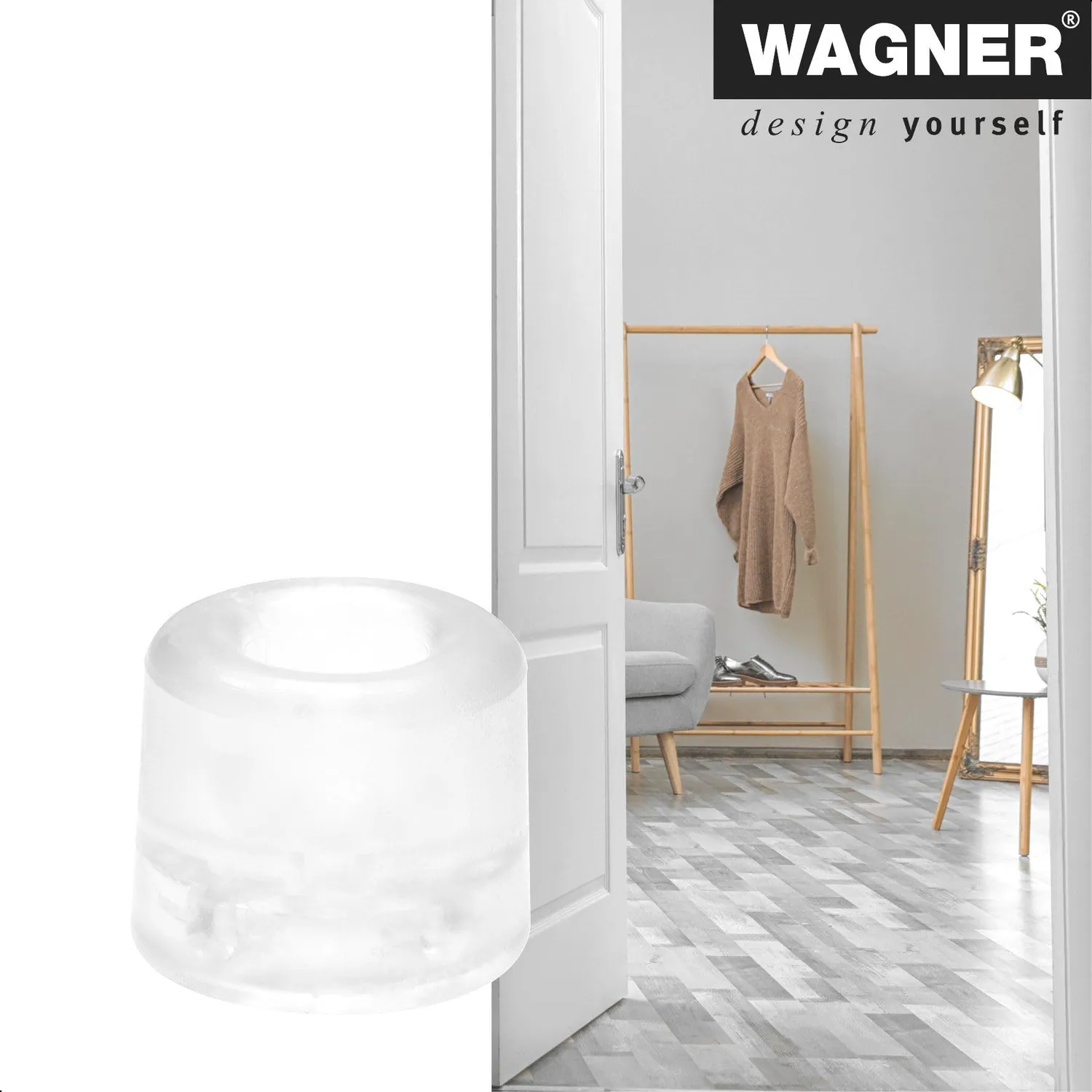 Wagner Vulkano Small fermaporta gomma 30x24mm trasparente