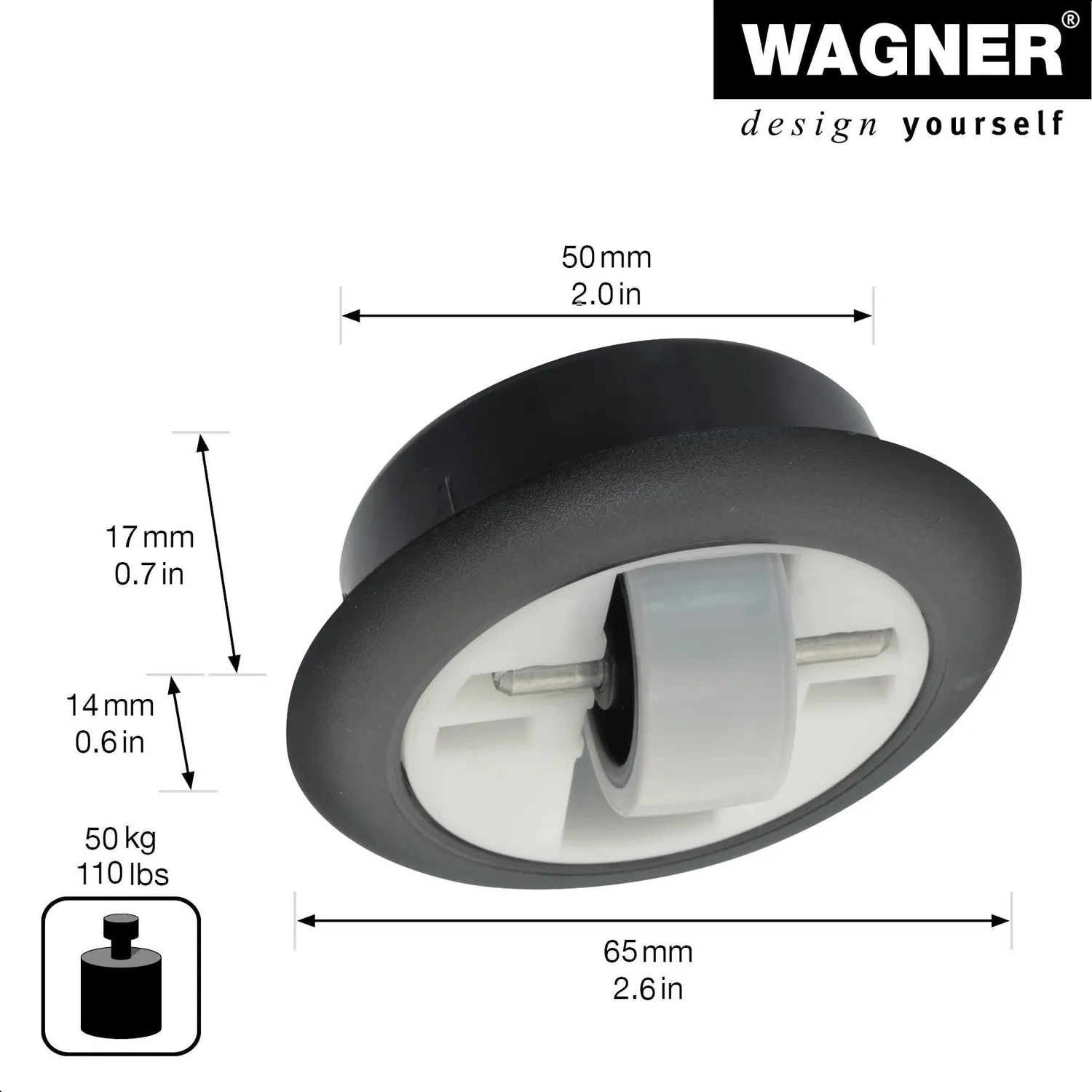 Wagner RO 7081 rotella incasso 27 mm 1 pz battistrada morbido