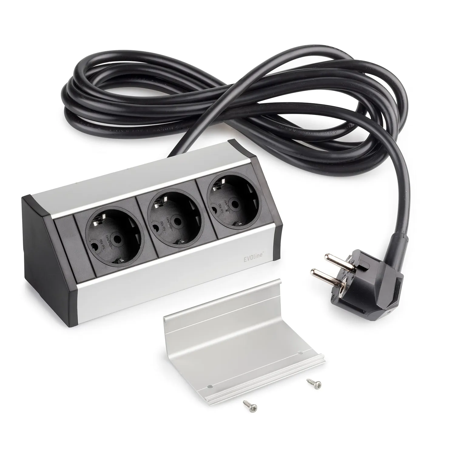 Emuca multiconnettore incasso 2 Schuko 1 USB anodizzato