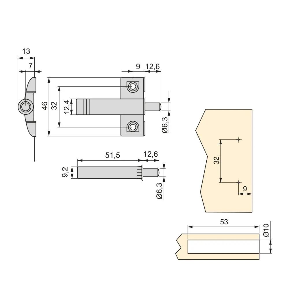 Emuca pistone ammortizzatore ante set 10 pezzi grigio