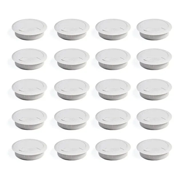 Emuca 3196315 Passacavi Tondo Ø60mm Bianco 20pz Plastica