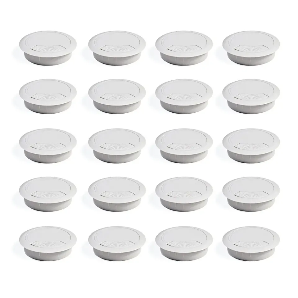 Emuca 3196315 Passacavi Tondo Ø60mm Bianco 20pz Plastica