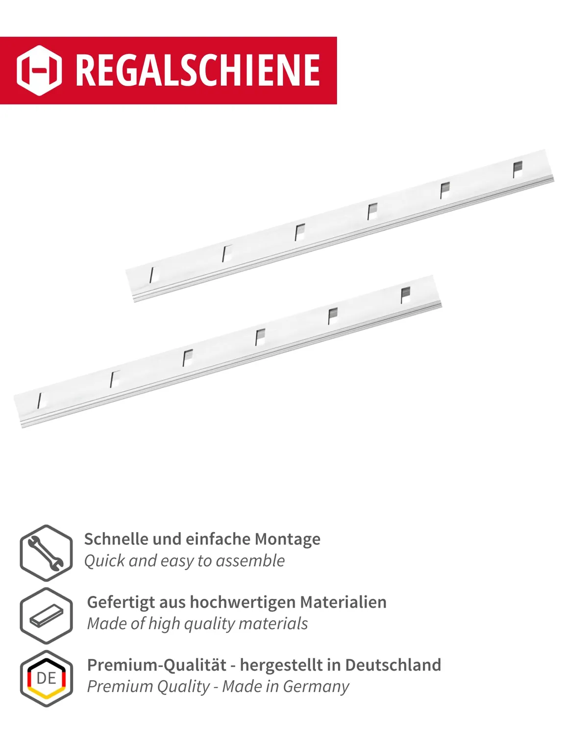 Gedotec Binario Parete Acciaio 1000 mm 2 pz Guida Scaffali