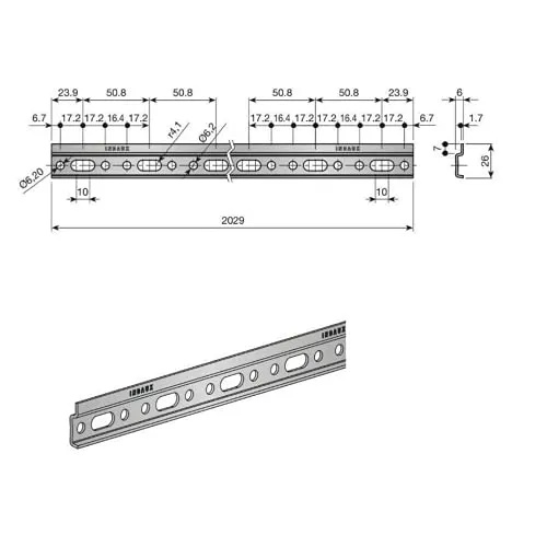 Indaux Barra Reggipensili Universale 2029 mm 1 Pezzo Acciaio