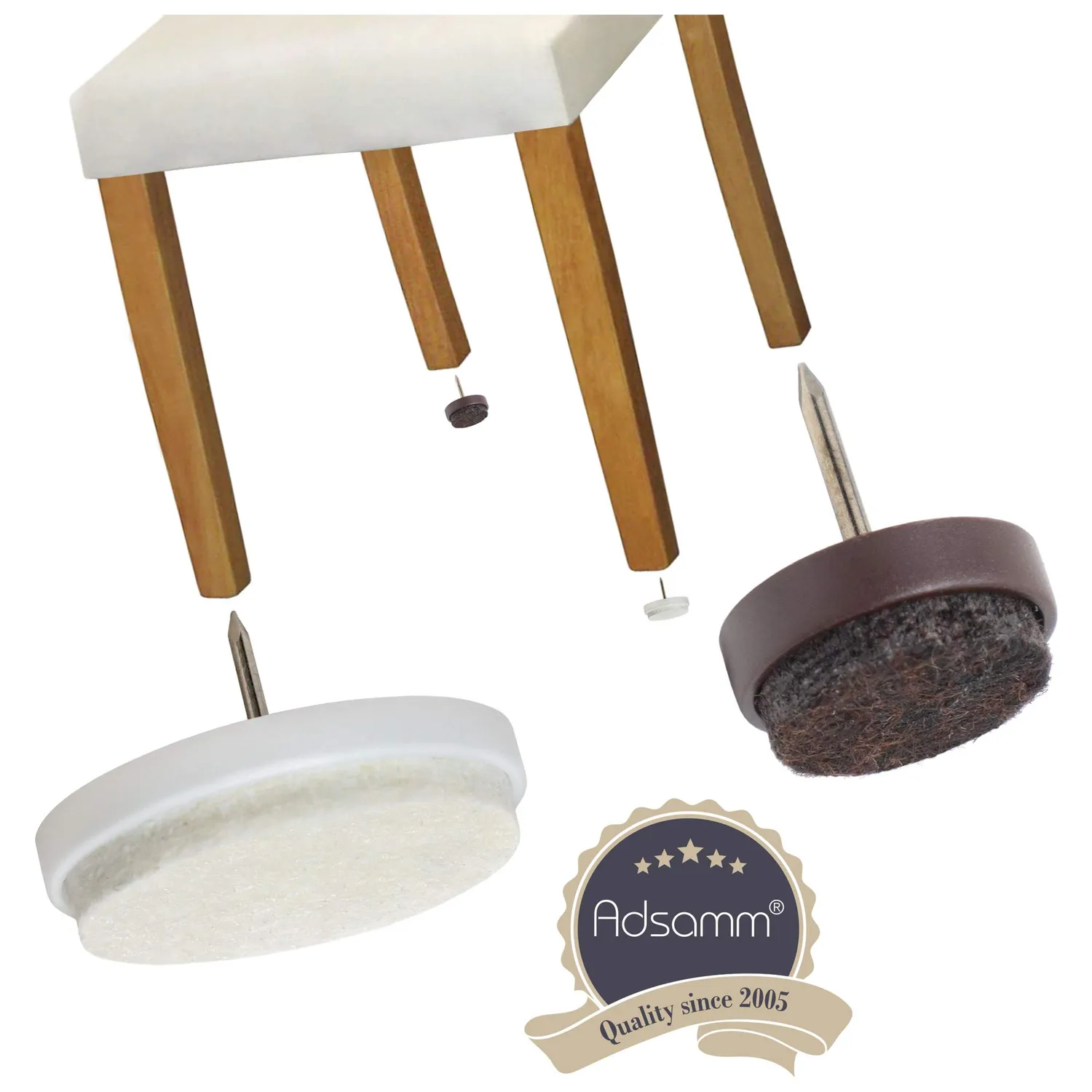 Adsamm Feltrini con Chiodo 35 mm Marroni 4 Pezzi Plastica