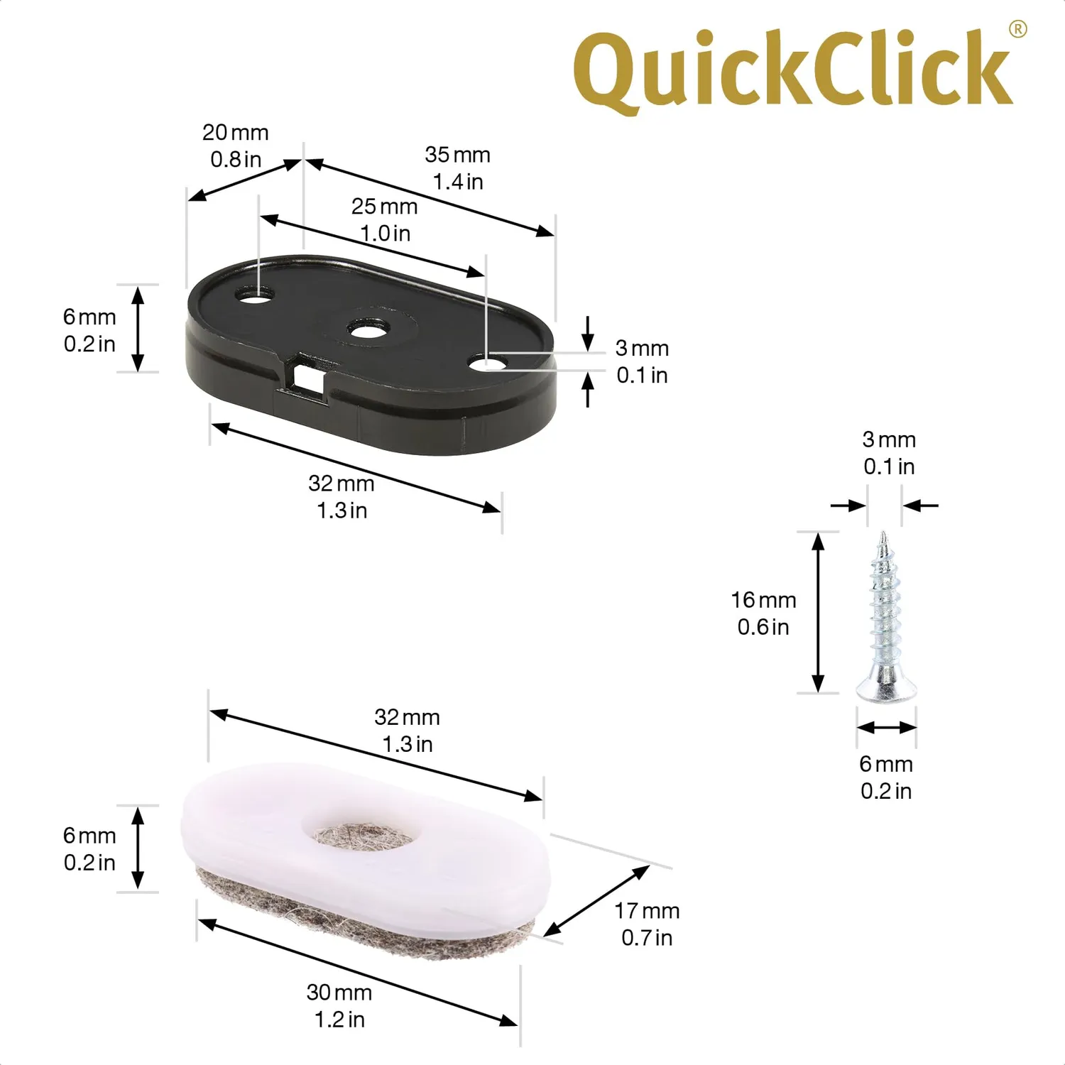 Wagner QuickClick 15783100 feltrini da avvitare feltro 35x20 mm 4 pz