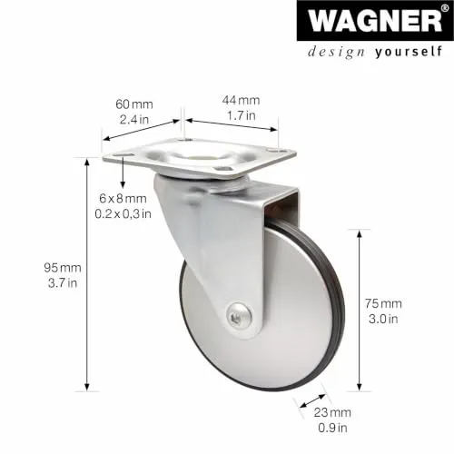 Wagner RO 1383 rotella design alluminio Ø75 mm morbida 50 kg