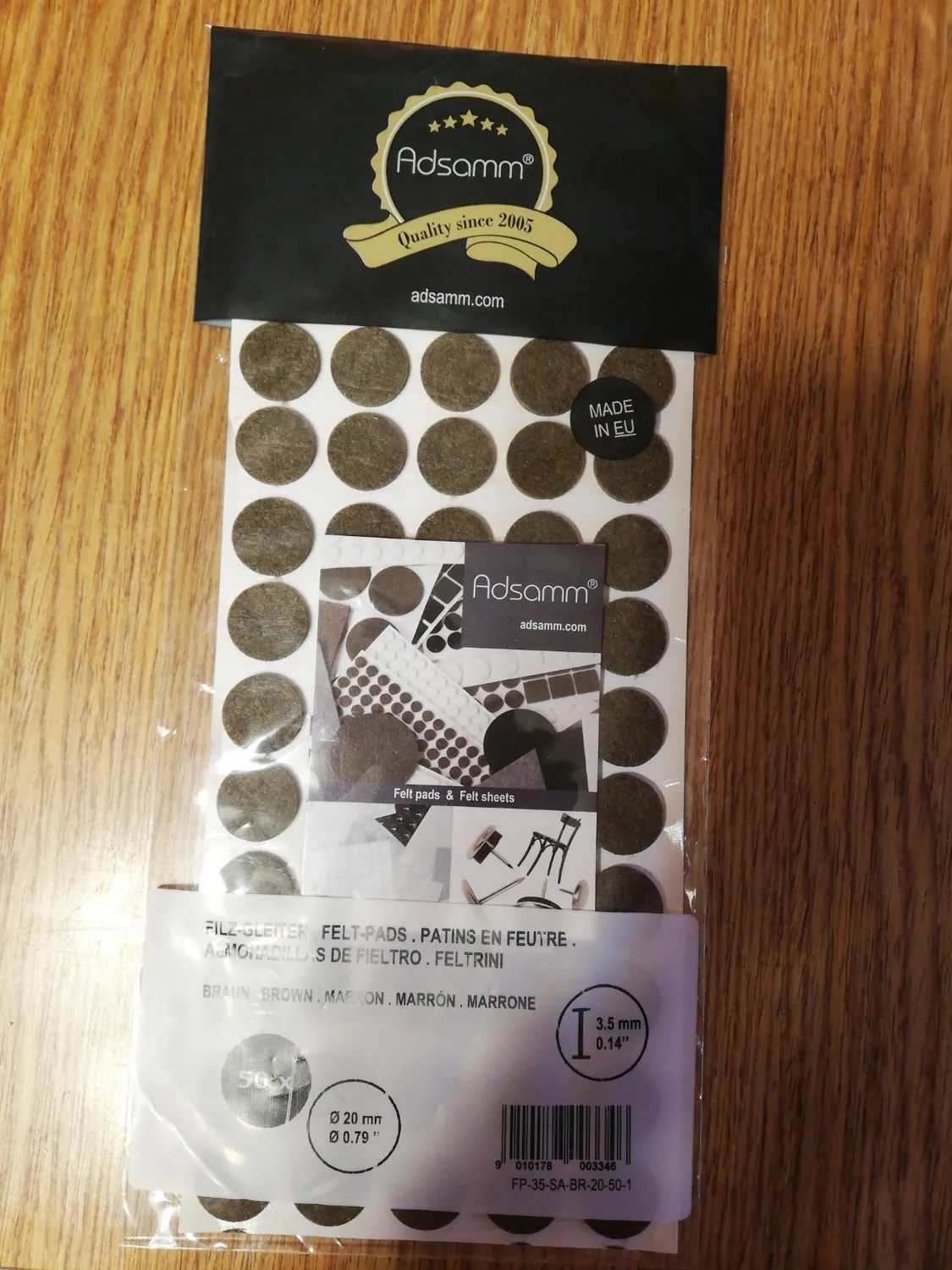 Adsamm feltrini adesivi marroni tondi 32 mm 140 pezzi